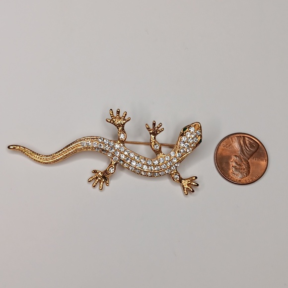 Vintage Roma signed rhinestone crawling lizard brooch pin - Picture 4 of 4